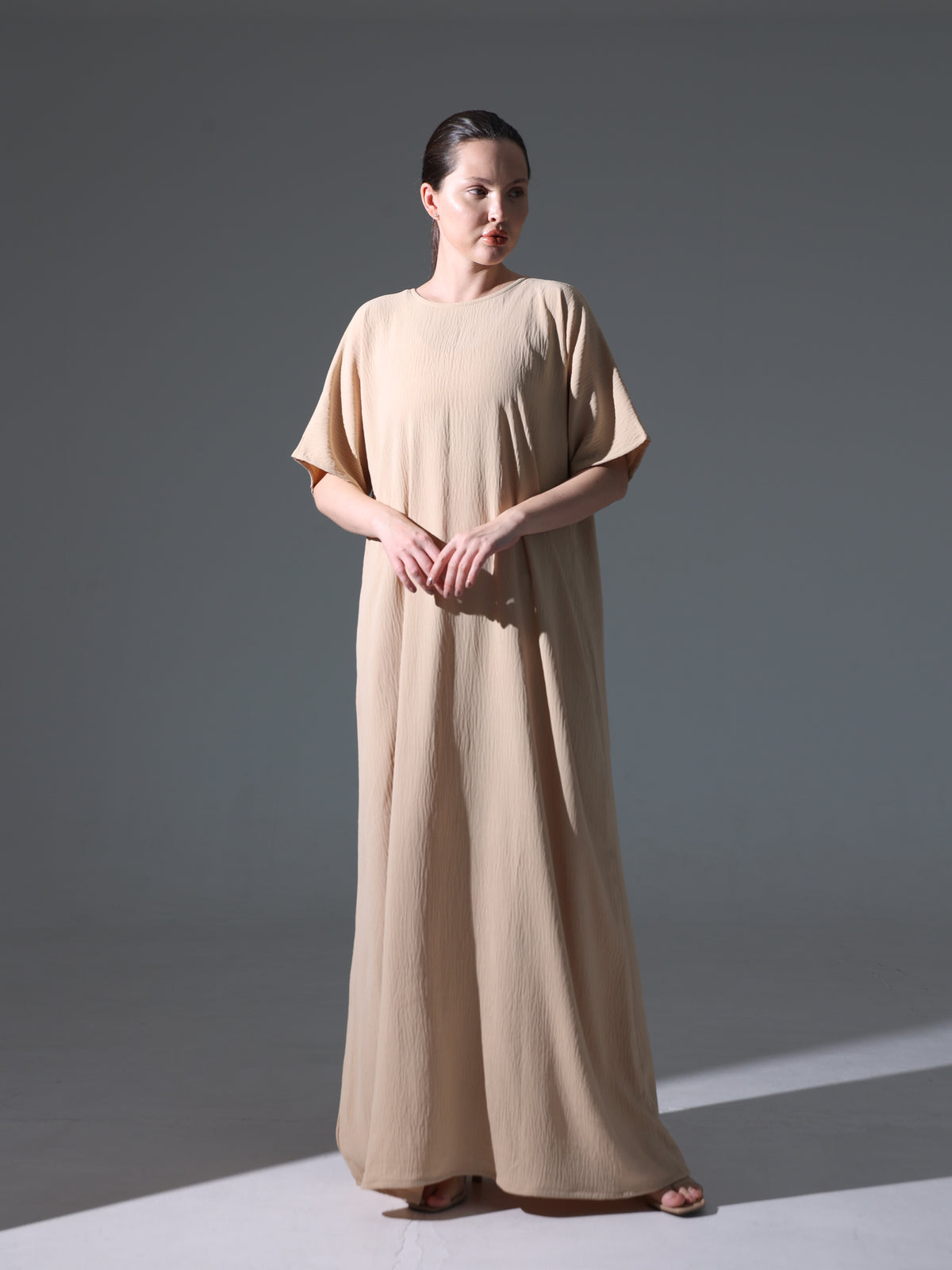 Crepe Abaya Inner Slip Dress - Neutral Beige