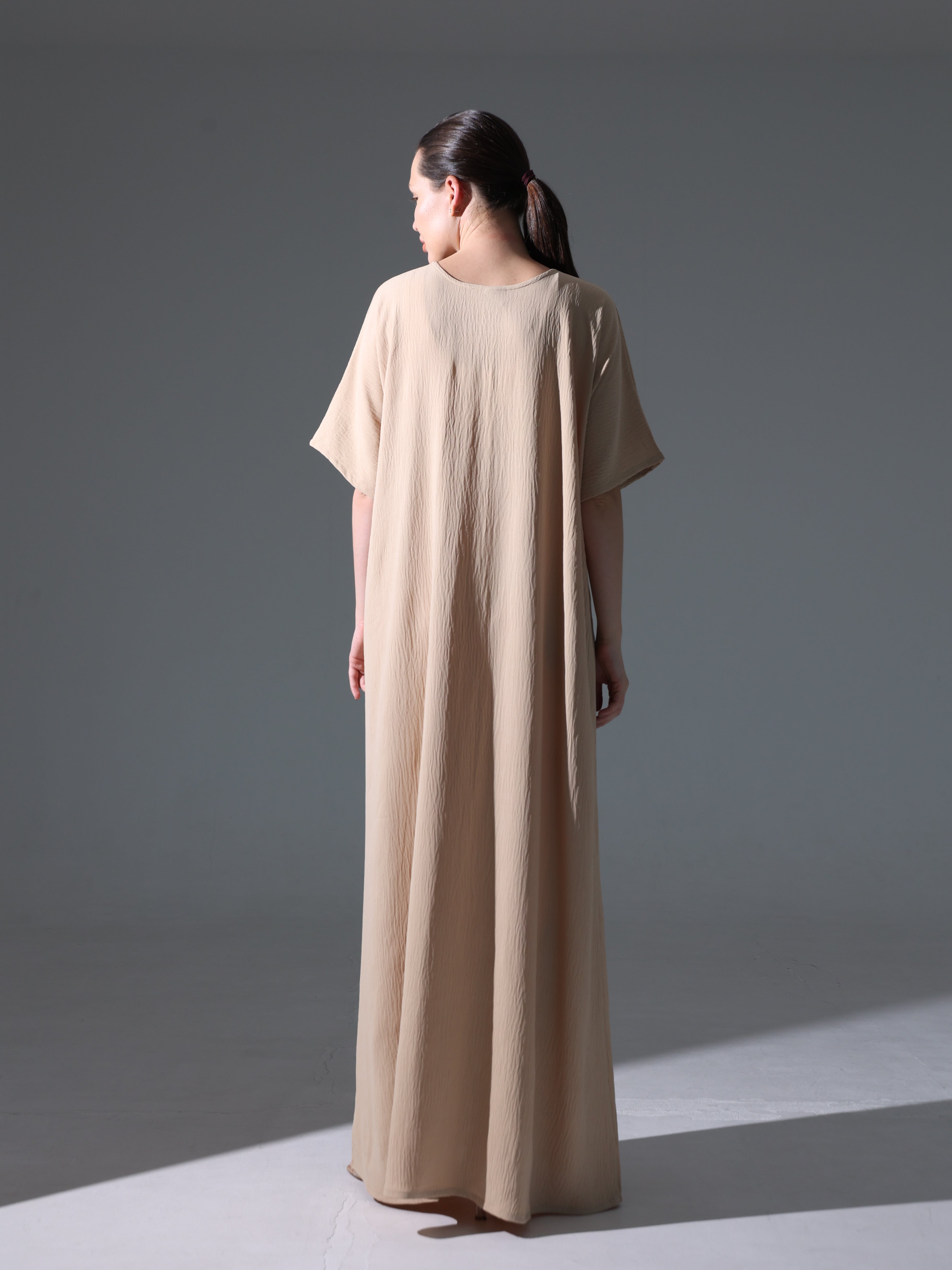 Crepe Abaya Inner Slip Dress - Neutral Beige Crepe Abaya Inner Slip Dress - Neutral Beige