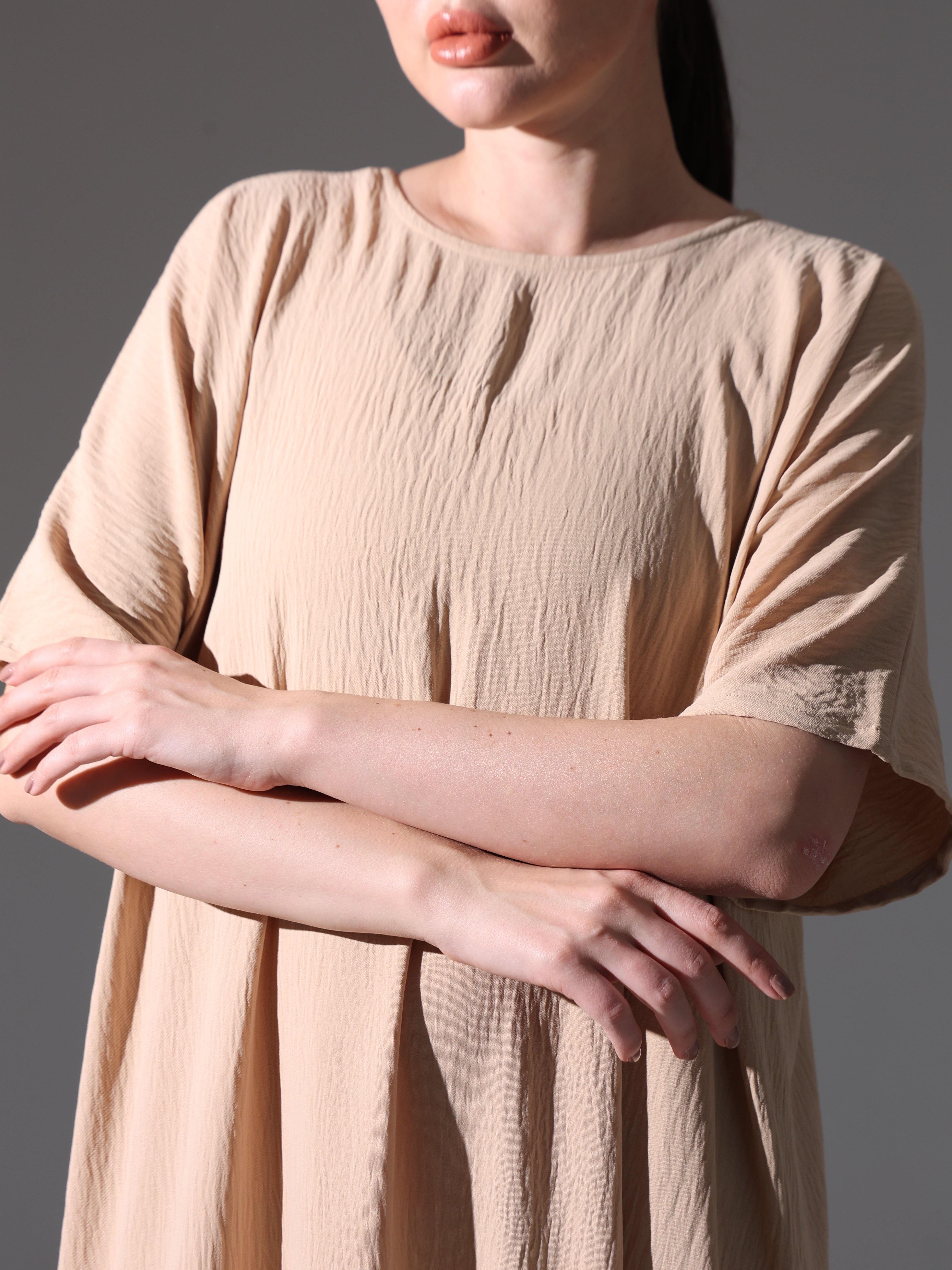 Crepe Abaya Inner Slip Dress - Neutral Beige Crepe Abaya Inner Slip Dress - Neutral Beige