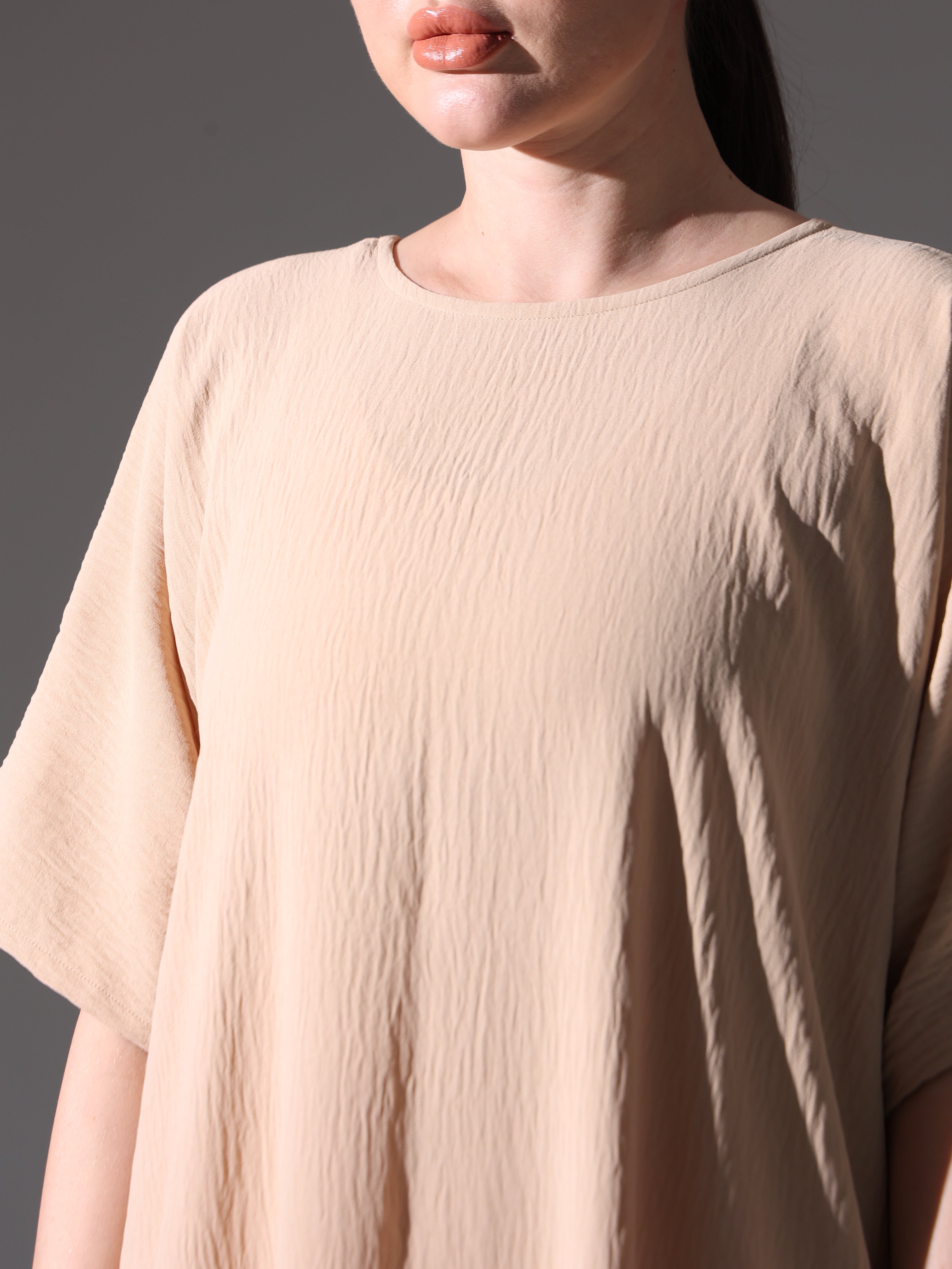 Crepe Abaya Inner Slip Dress - Neutral Beige Crepe Abaya Inner Slip Dress - Neutral Beige