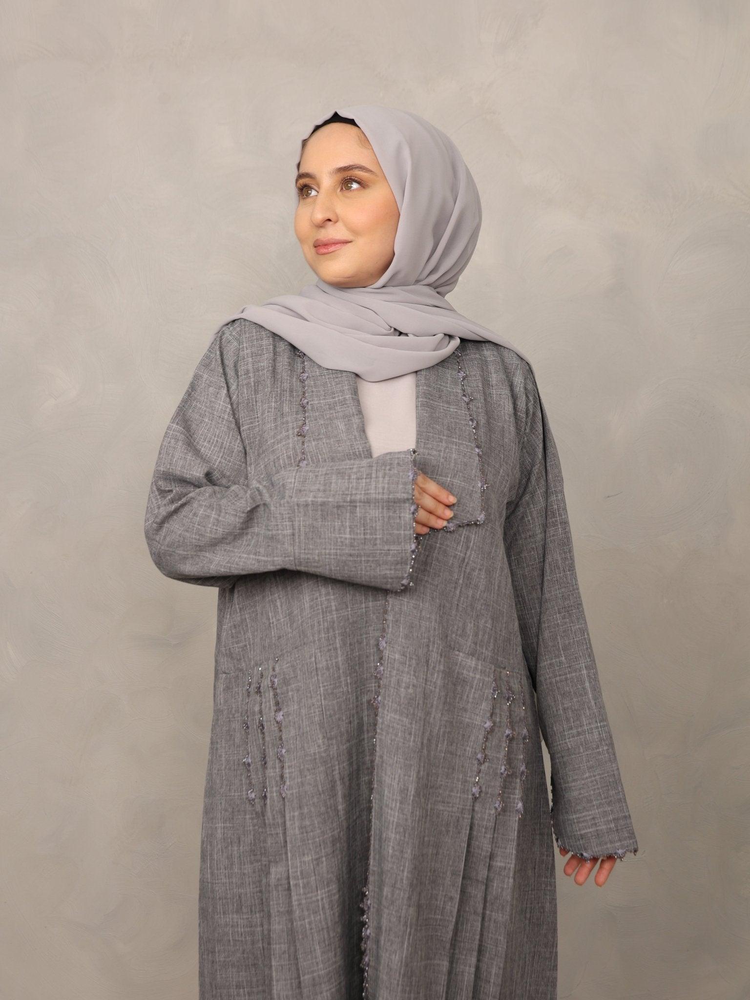 Slate Grey Abaya set - Hals and Sals Slate Grey Abaya set - Hals and Sals