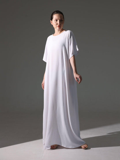 Crepe Abaya Inner Slip Dress - Elegant White - Hals and Sals