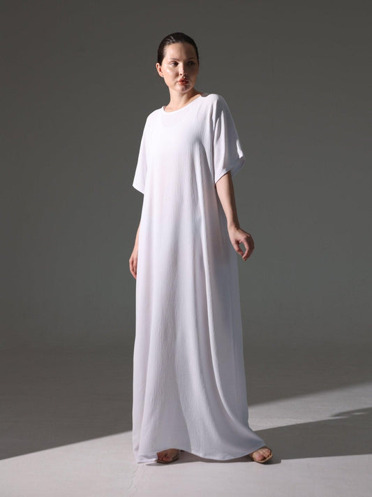 Crepe Abaya Inner Slip Dress - Elegant White - Hals and Sals