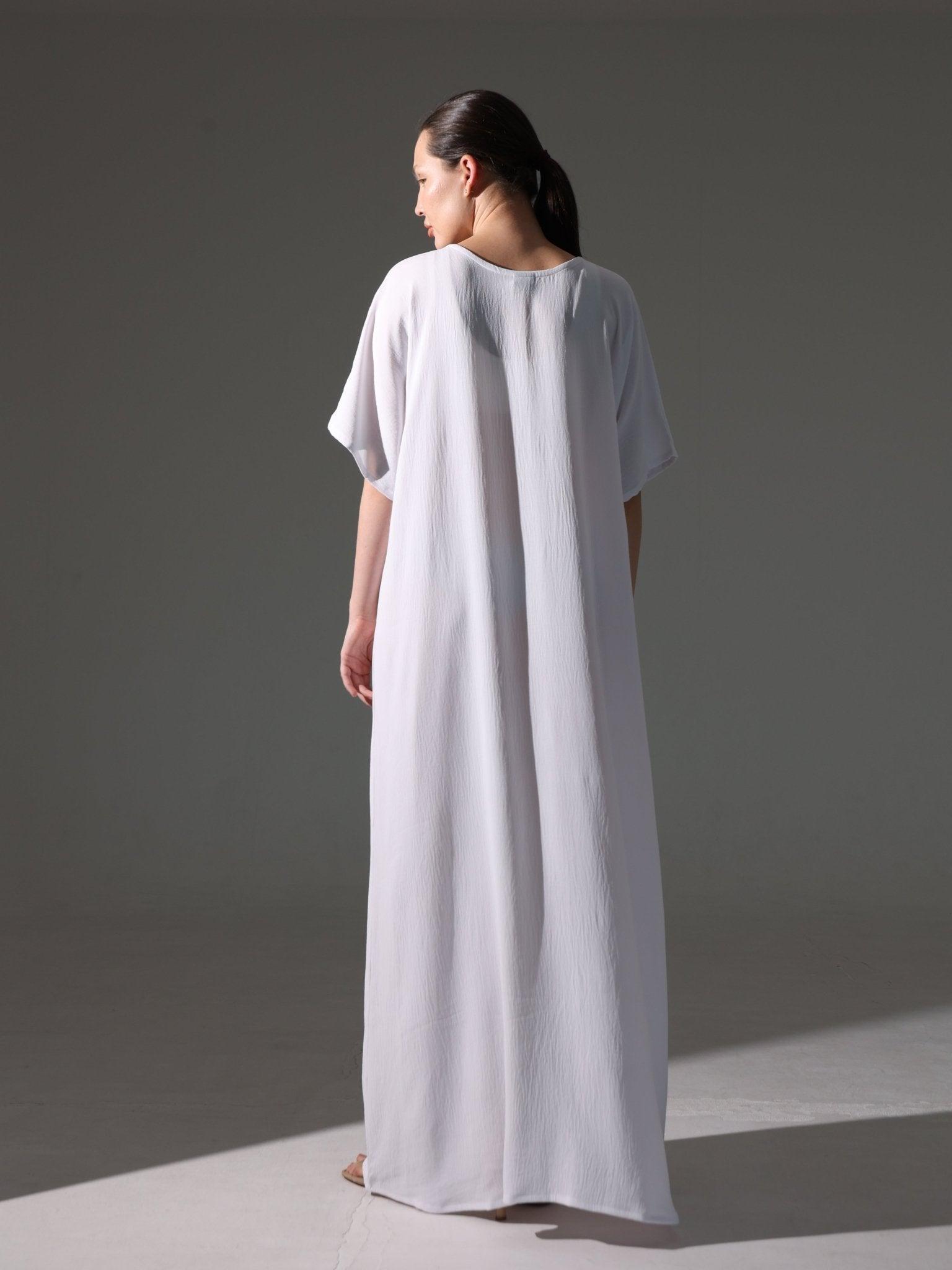 Crepe Abaya Inner Slip Dress - Elegant White - Hals and Sals
