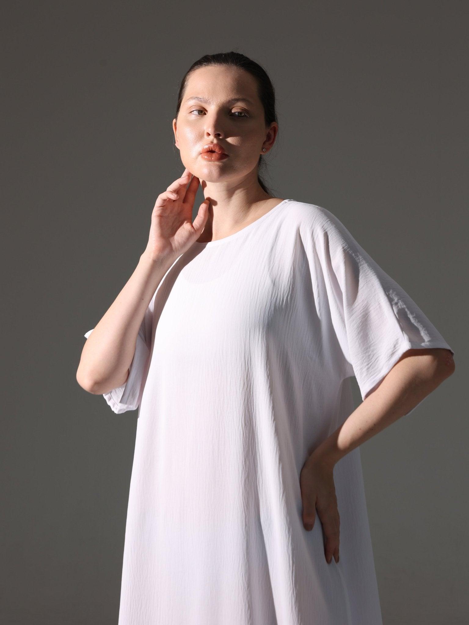 Crepe Abaya Inner Slip Dress - Elegant White - Hals and Sals