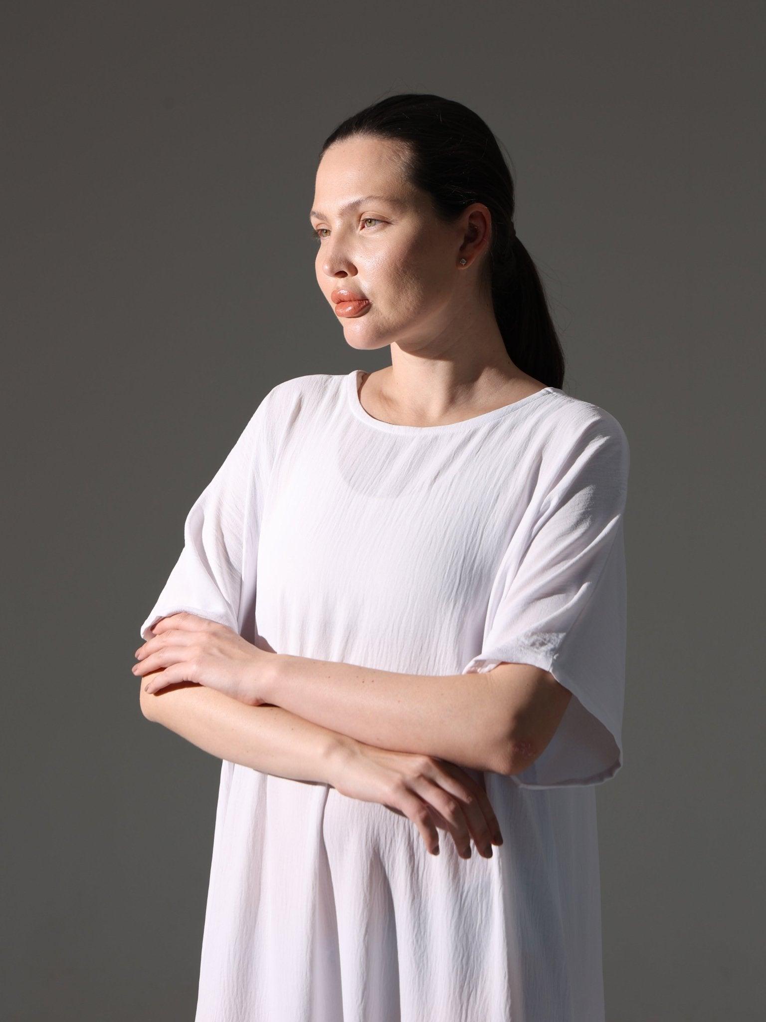 Crepe Abaya Inner Slip Dress - Elegant White - Hals and Sals