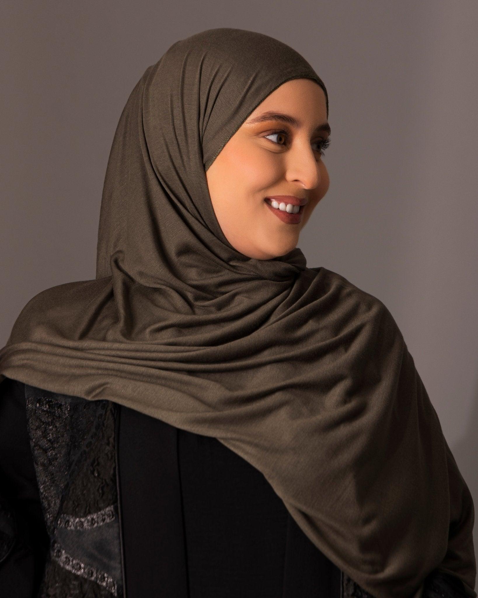 Premium Jersey Hijab - Taupe Green - Hals and Sals