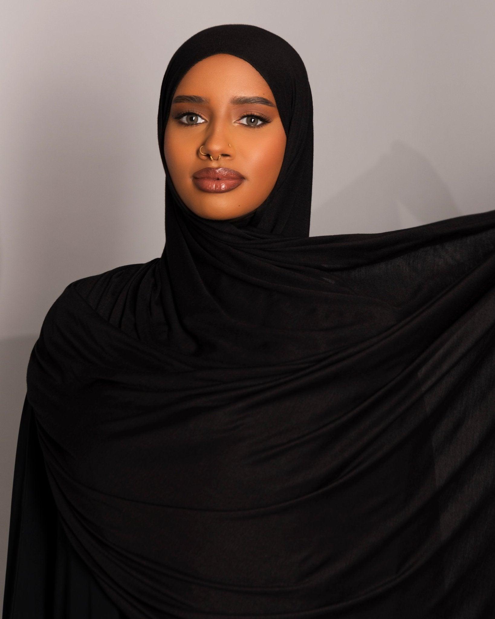 Premium oversize Jersey Hijab – Black - Hals and Sals