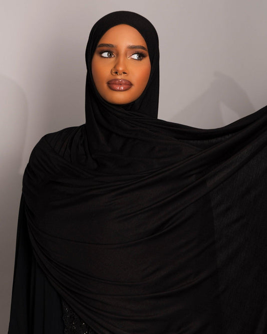 Premium oversize Jersey Hijab – Black - Hals and Sals