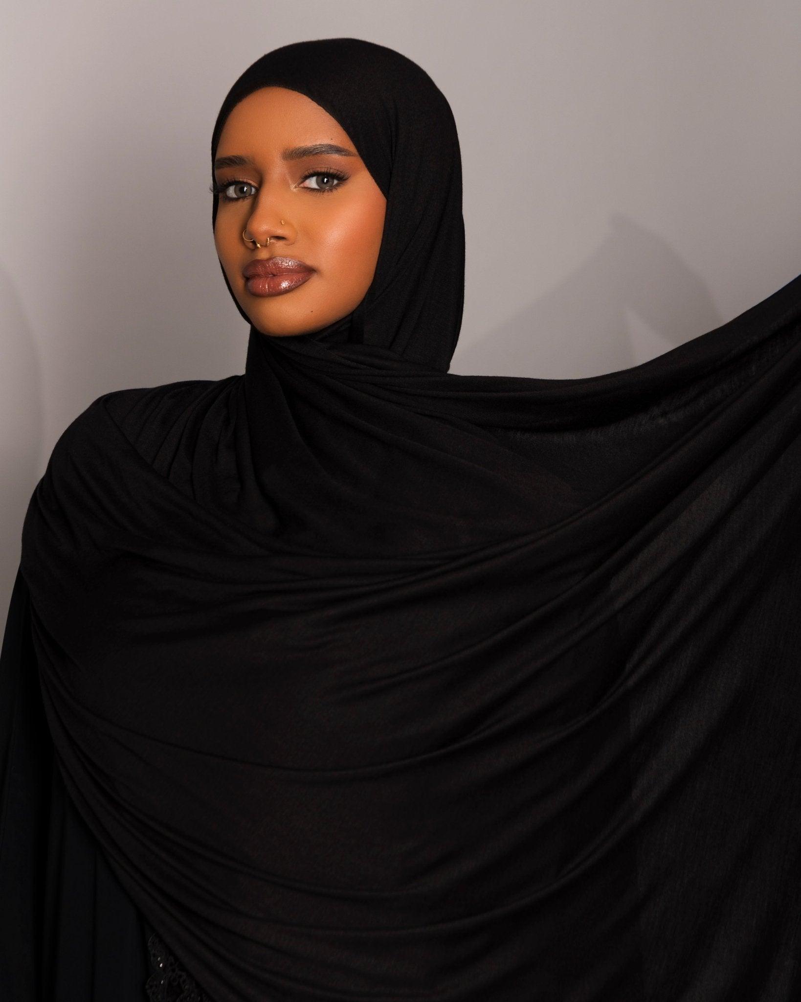 Premium oversize Jersey Hijab – Black - Hals and Sals