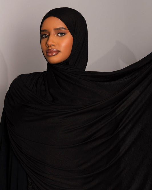 Premium oversize Jersey Hijab – Black - Hals and Sals