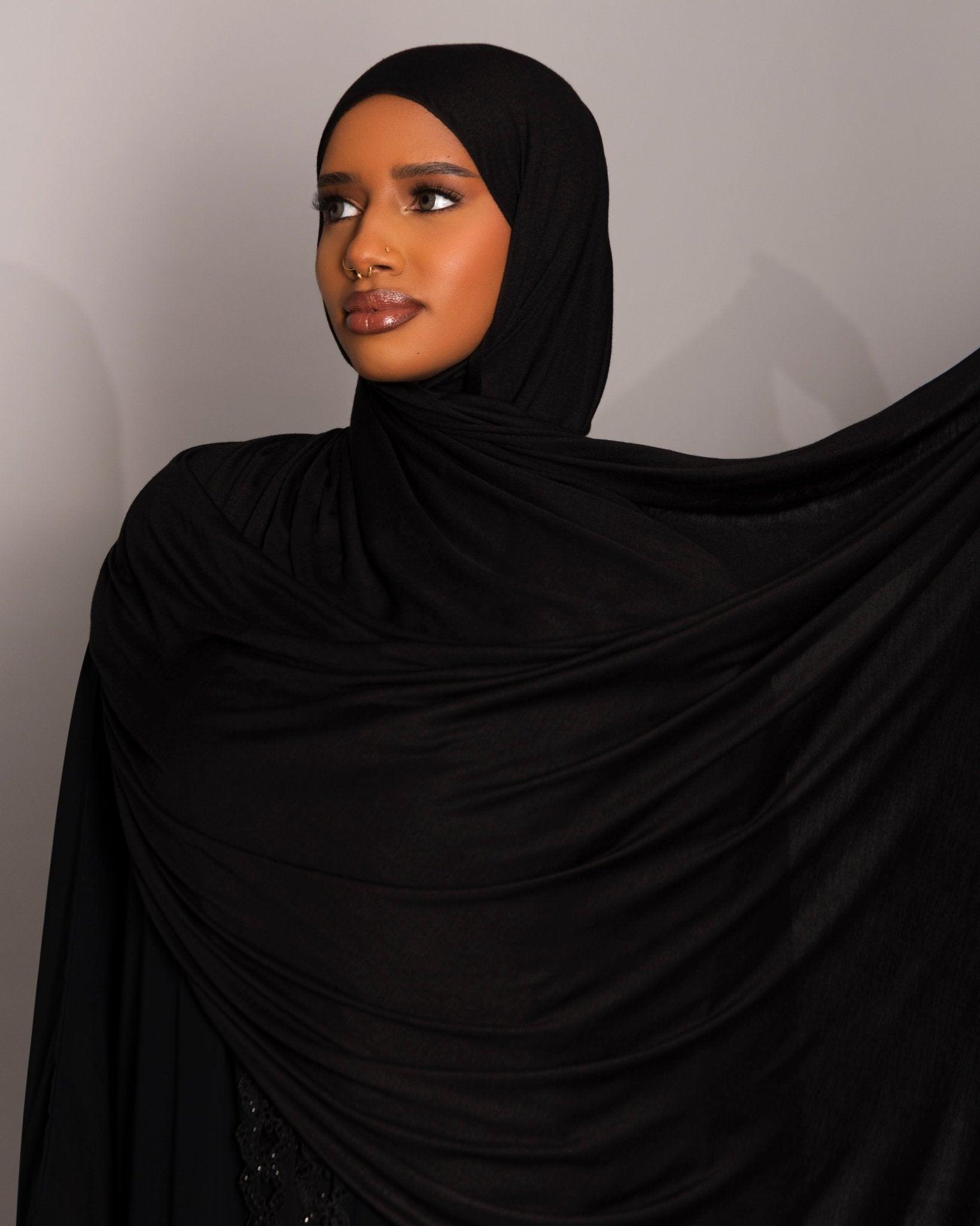 Premium oversize Jersey Hijab – Black - Hals and Sals