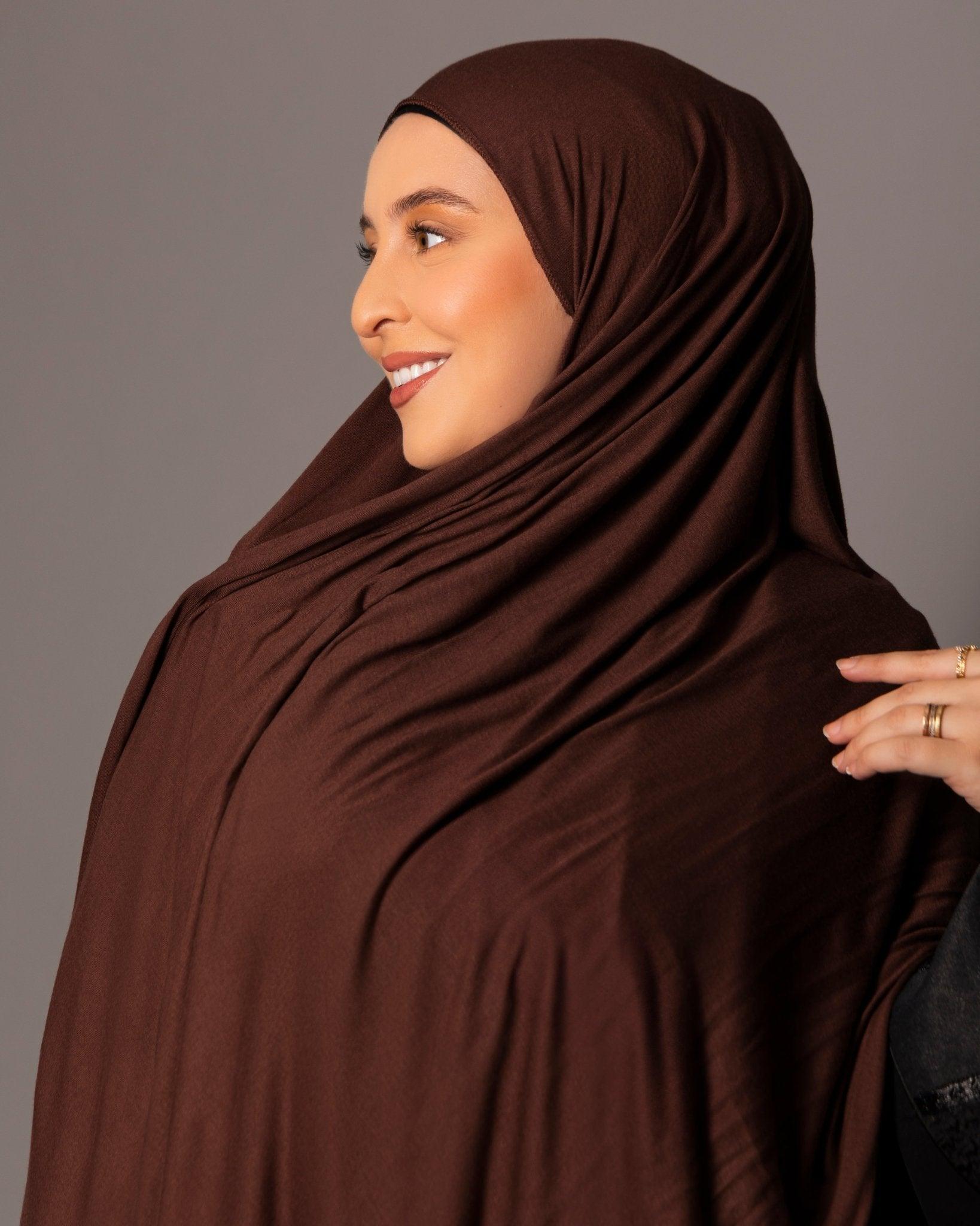 Premium oversize Jersey Hijab - Espresso Brown - Hals and Sals