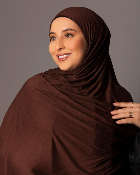 Premium oversize Jersey Hijab - Espresso Brown - Hals and Sals