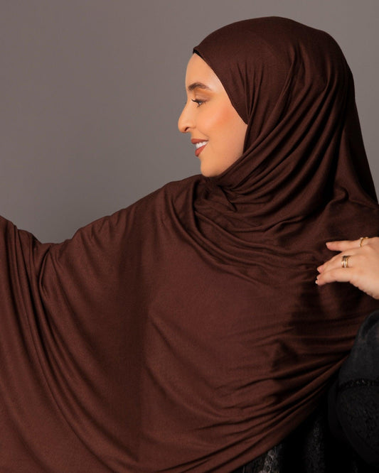 Premium oversize Jersey Hijab - Espresso Brown - Hals and Sals