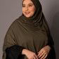 Premium oversize Jersey Hijab – Olive green - Hals and Sals