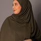Premium oversize Jersey Hijab – Olive green - Hals and Sals