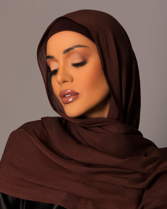 Premium Modal Hijab with matching under cap set – Auburn Brown - Hals and Sals