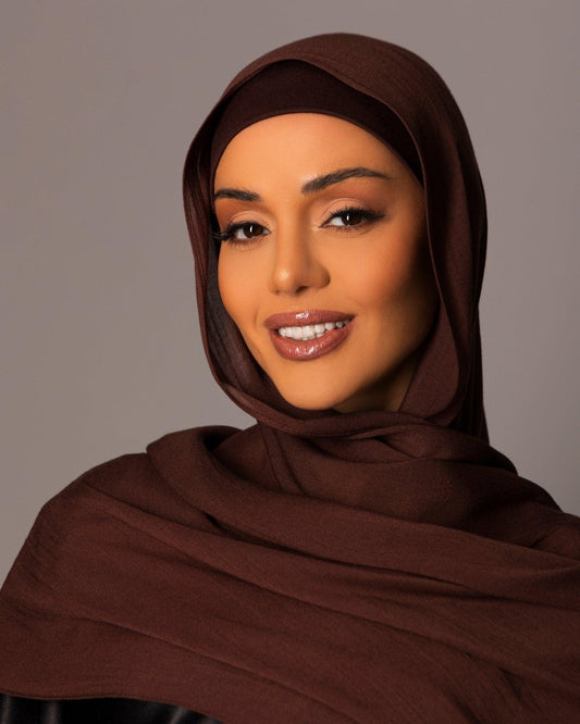 Premium Modal Hijab with matching under cap set – Auburn Brown - Hals and Sals