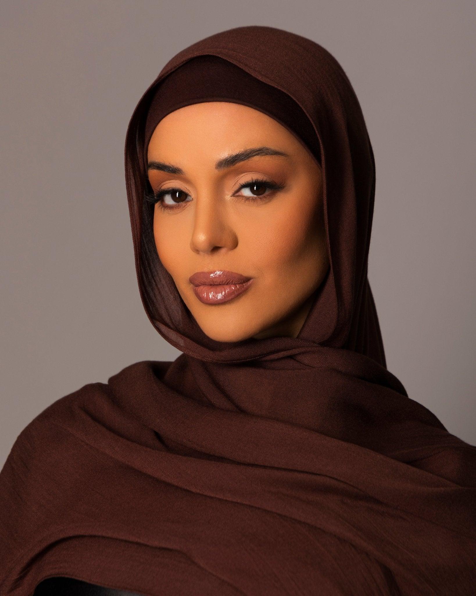 Premium Modal Hijab with matching under cap set – Auburn Brown - Hals and Sals