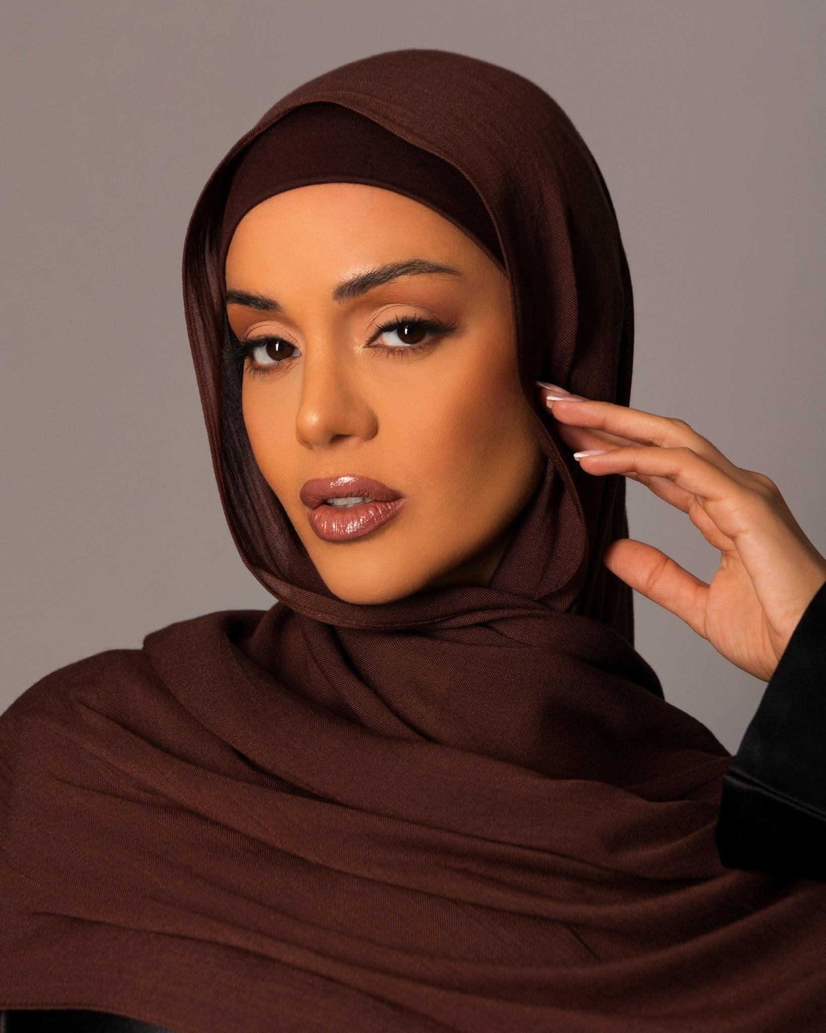Premium Modal Hijab with matching under cap set – Auburn Brown - Hals and Sals