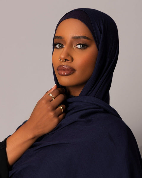 Premium Modal Hijab with matching under cap set – Sapphire Noir - Hals and Sals