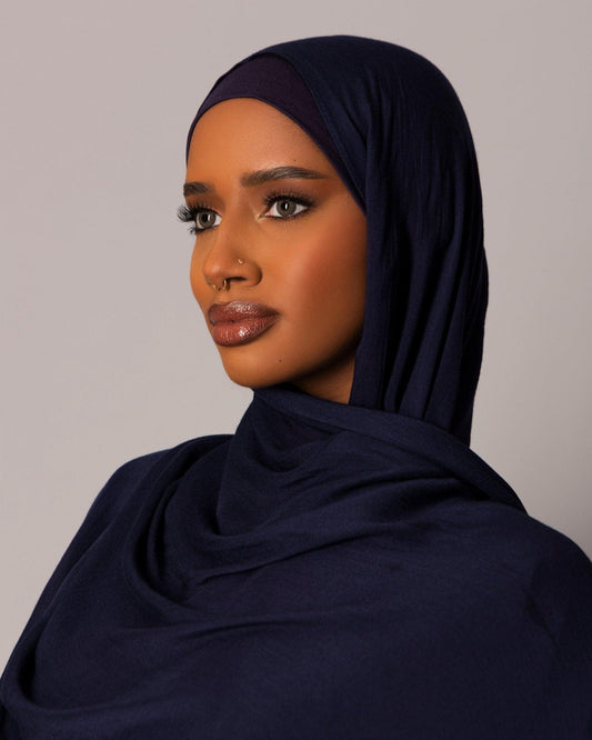 Premium Modal Hijab with matching under cap set – Sapphire Noir - Hals and Sals