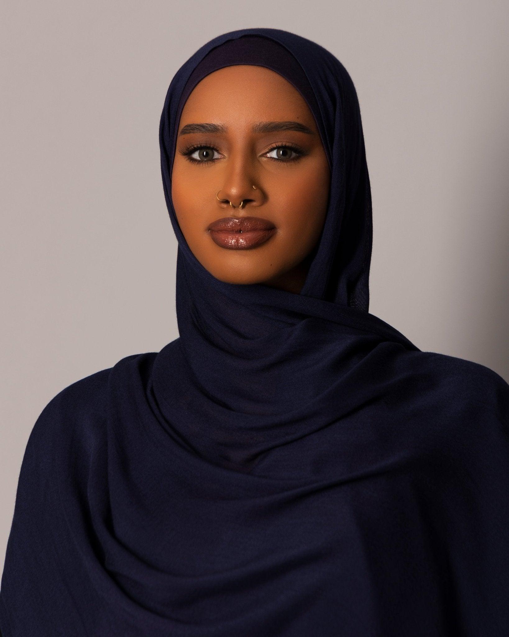 Premium Modal Hijab with matching under cap set – Sapphire Noir - Hals and Sals
