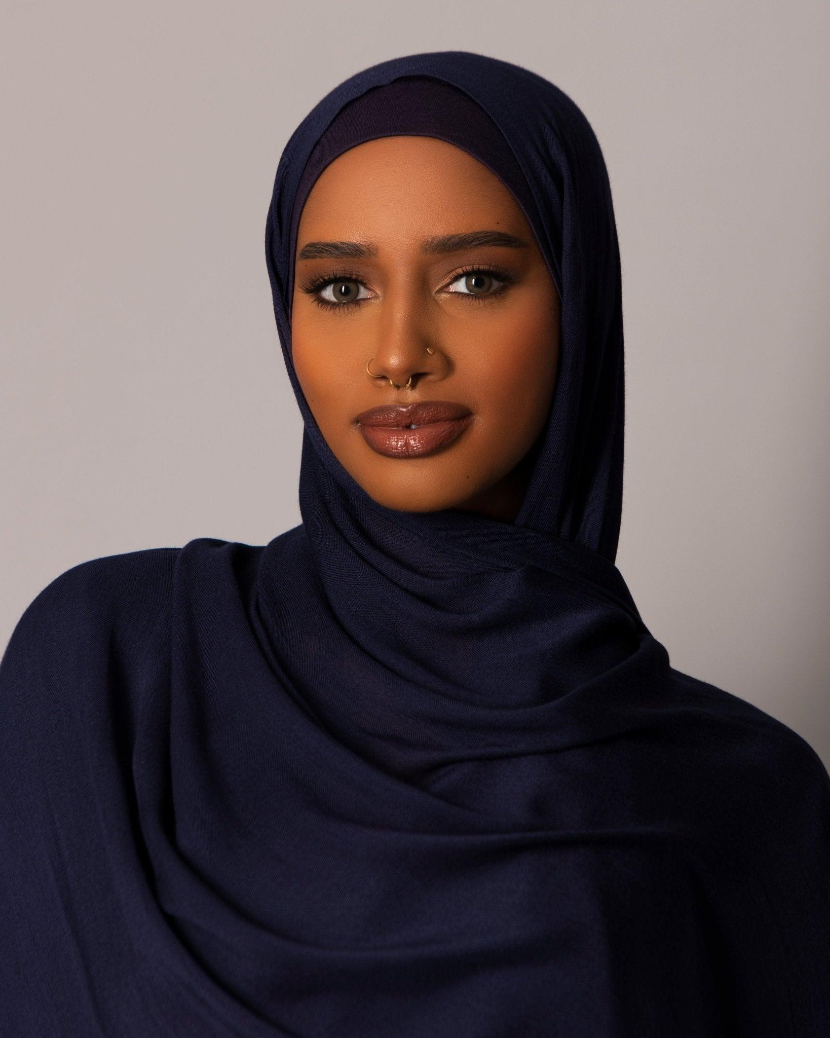Premium Modal Hijab with matching under cap set – Sapphire Noir - Hals and Sals
