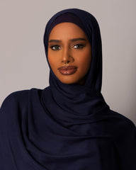 Premium Modal Hijab with matching under cap set – Sapphire Noir - Hals and Sals