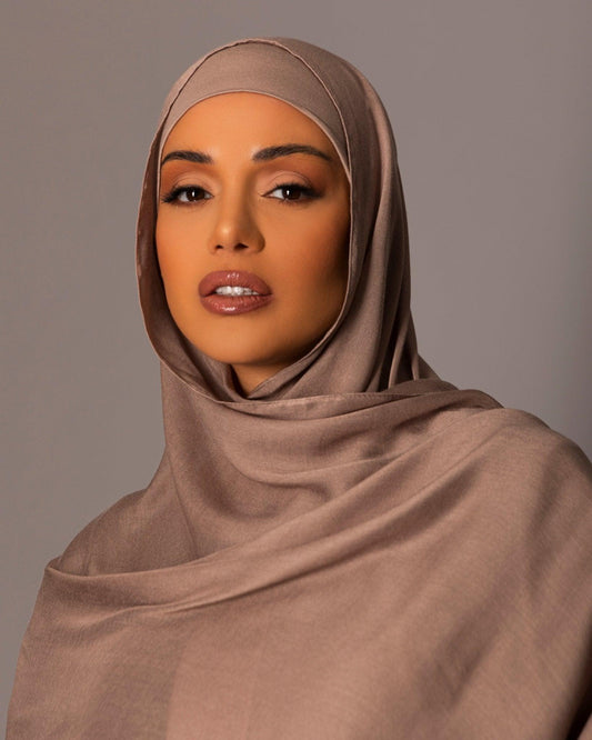 Premium Modal Hijab with matching under cap set – Taupe - Hals and Sals