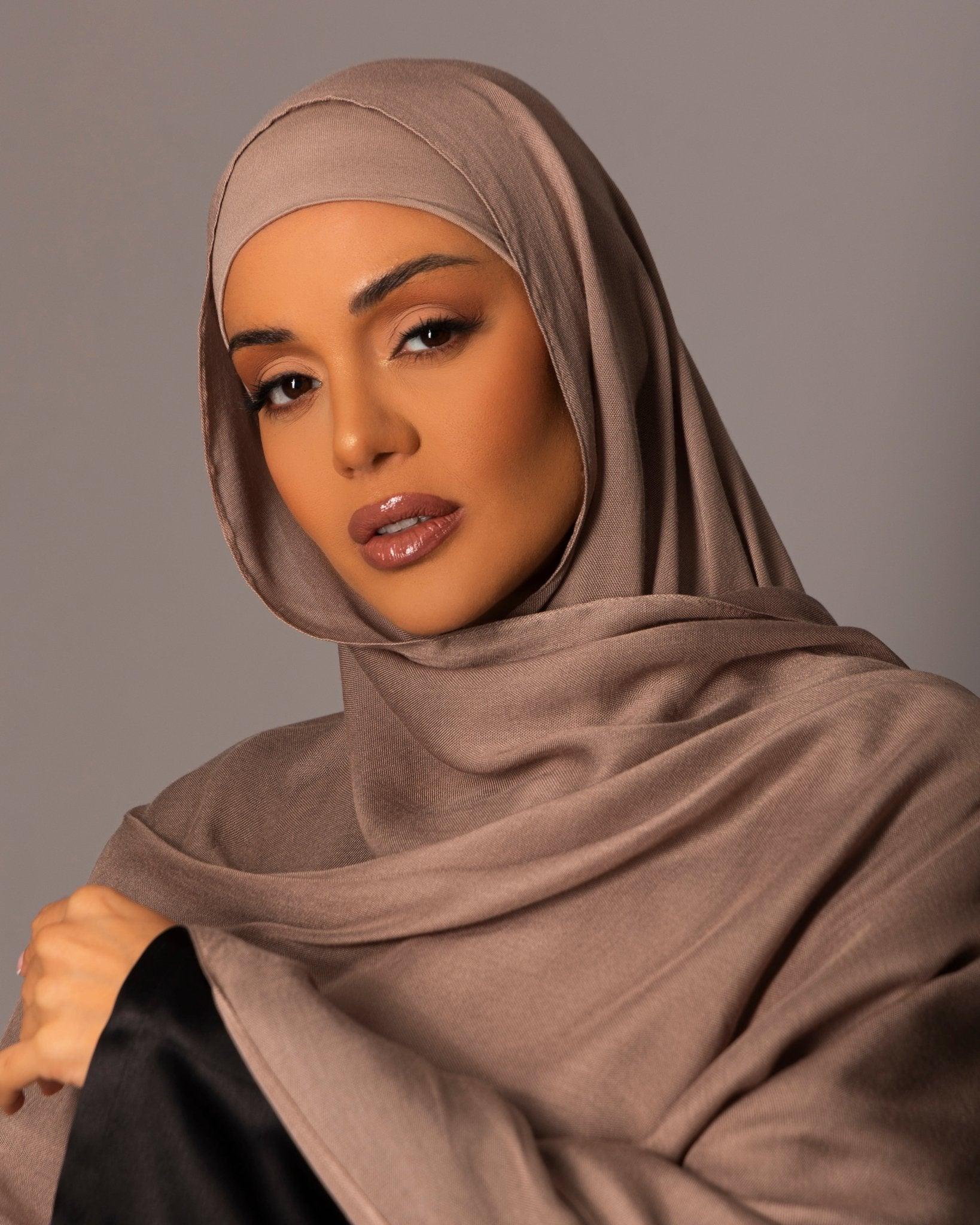 Premium Modal Hijab with matching under cap set – Taupe - Hals and Sals