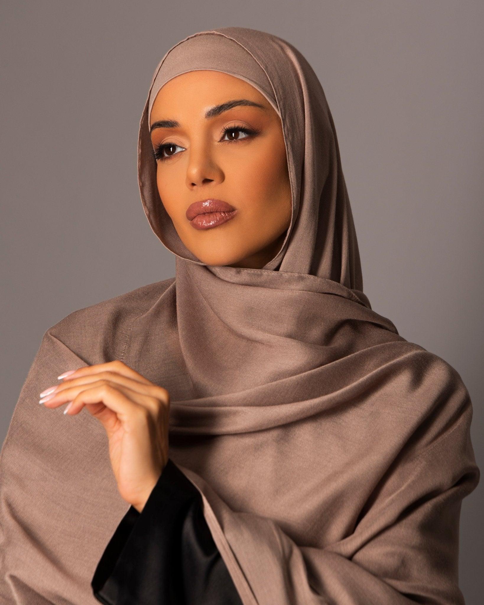 Premium Modal Hijab with matching under cap set – Taupe - Hals and Sals