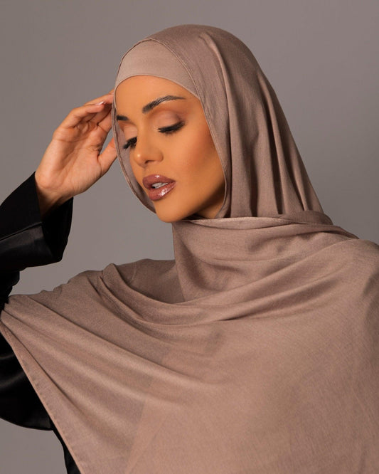 Premium Modal Hijab with matching under cap set – Taupe - Hals and Sals