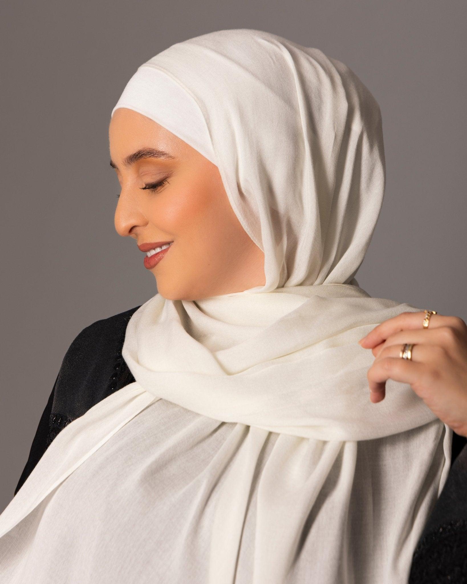 Premium Modal Hijab with matching under cap set – Ivory - Hals and Sals