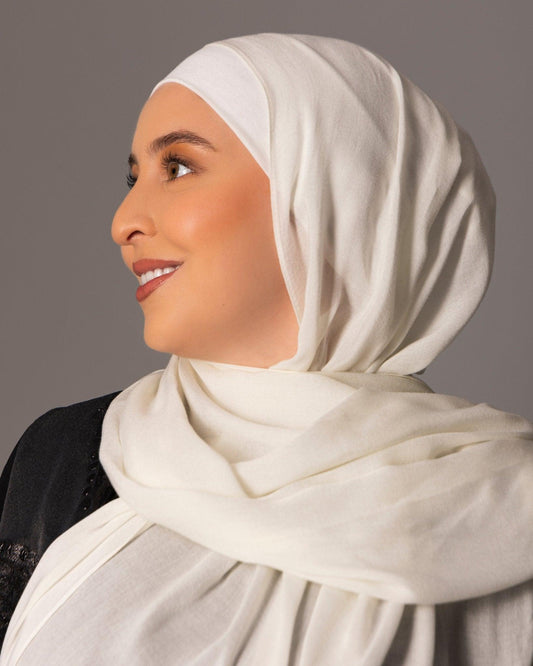 Premium Modal Hijab with matching under cap set – Ivory - Hals and Sals
