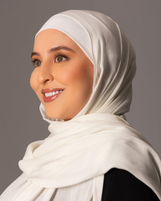 Premium Modal Hijab with matching under cap set – Ivory - Hals and Sals