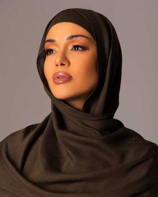 Premium Modal Hijab with matching under cap set – Deep Moss - Hals and Sals