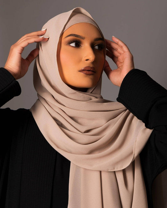 Chiffon Hijab with matching under cap set – Beige - Hals and Sals