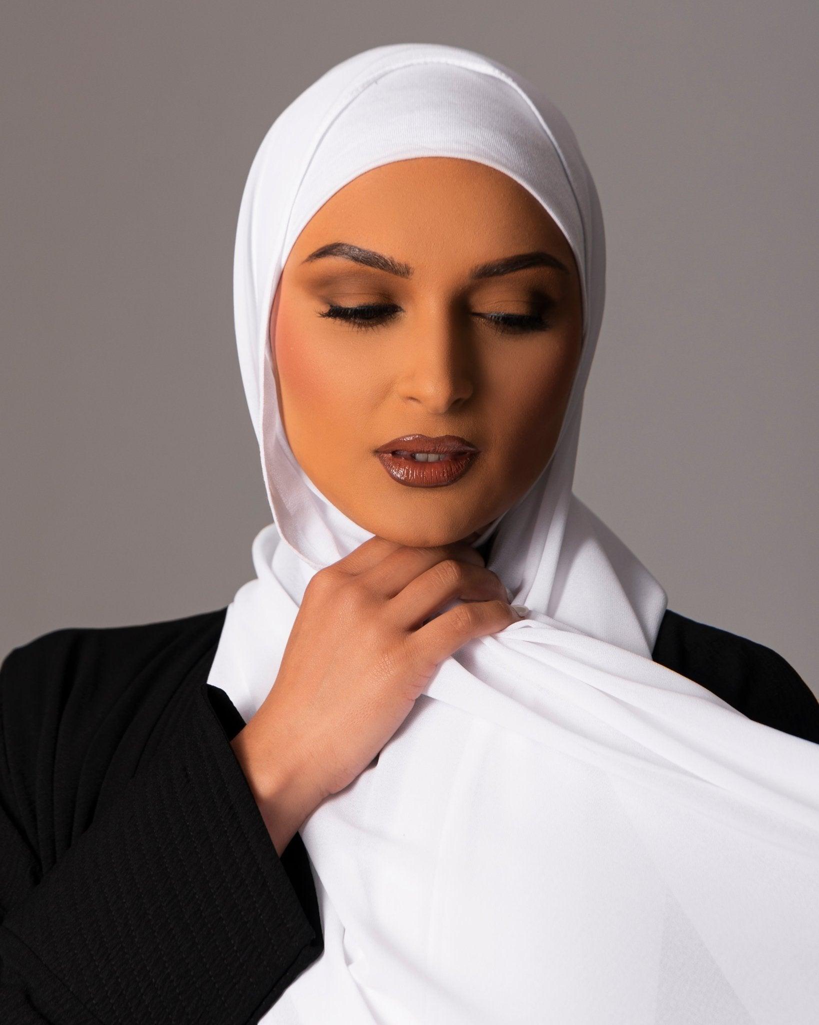 Chiffon Hijab with matching under cap set – Brilliant white - Hals and Sals