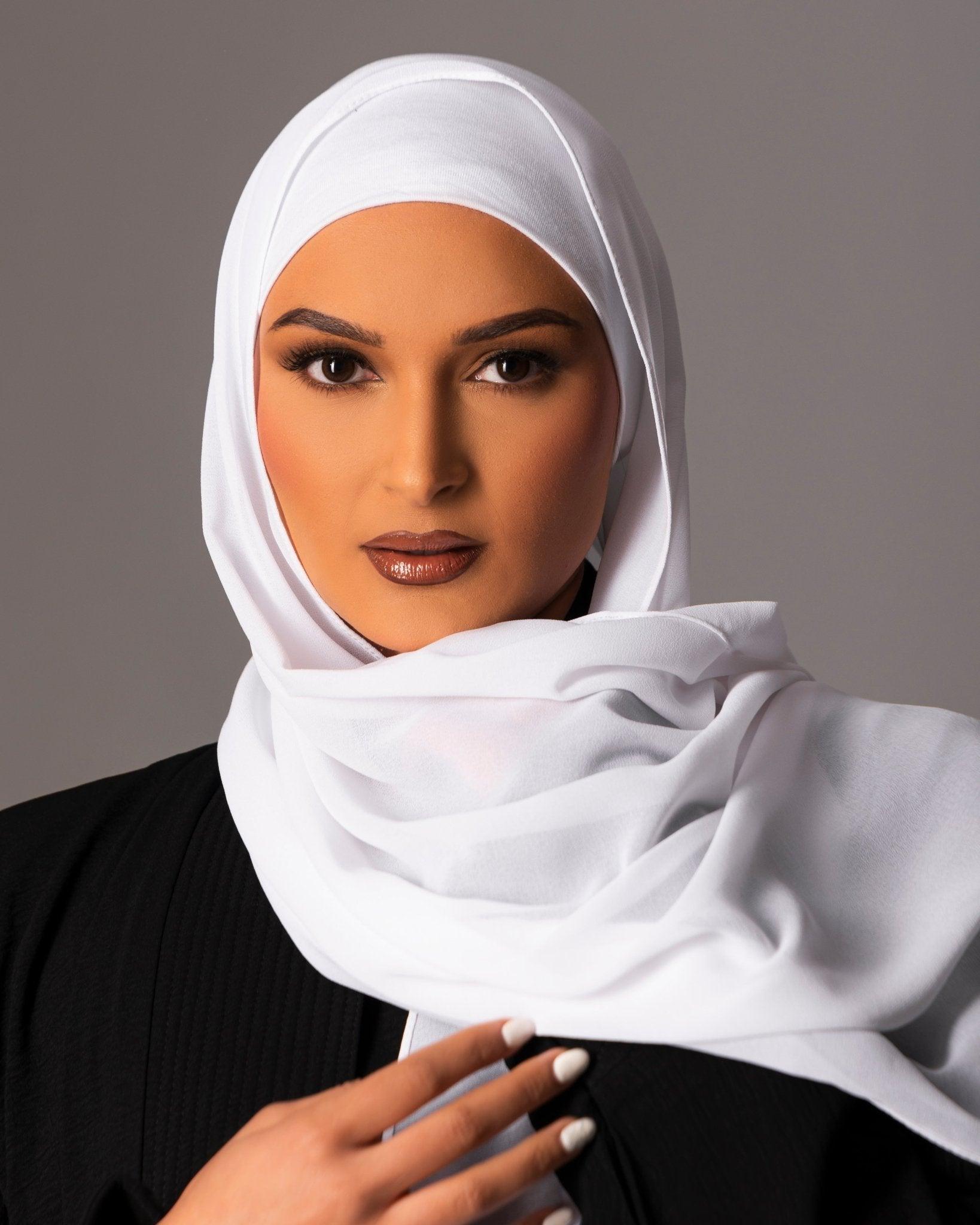 Chiffon Hijab with matching under cap set – Brilliant white - Hals and Sals