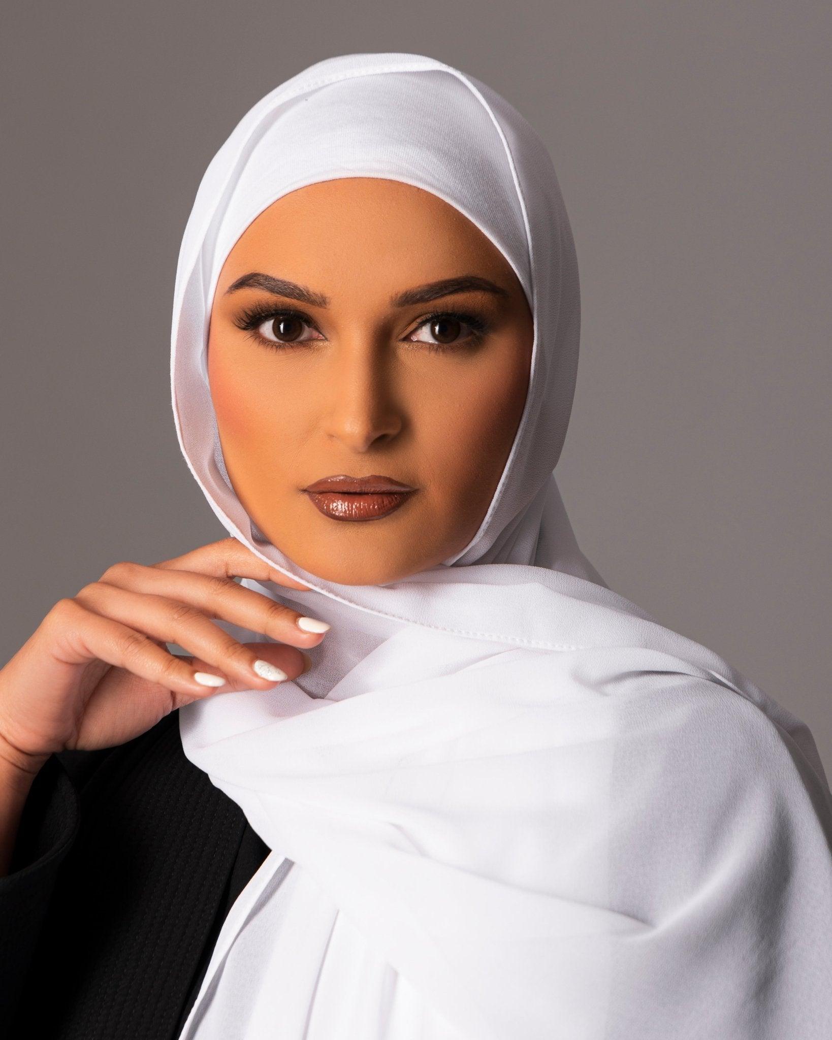 Chiffon Hijab with matching under cap set – Brilliant white - Hals and Sals