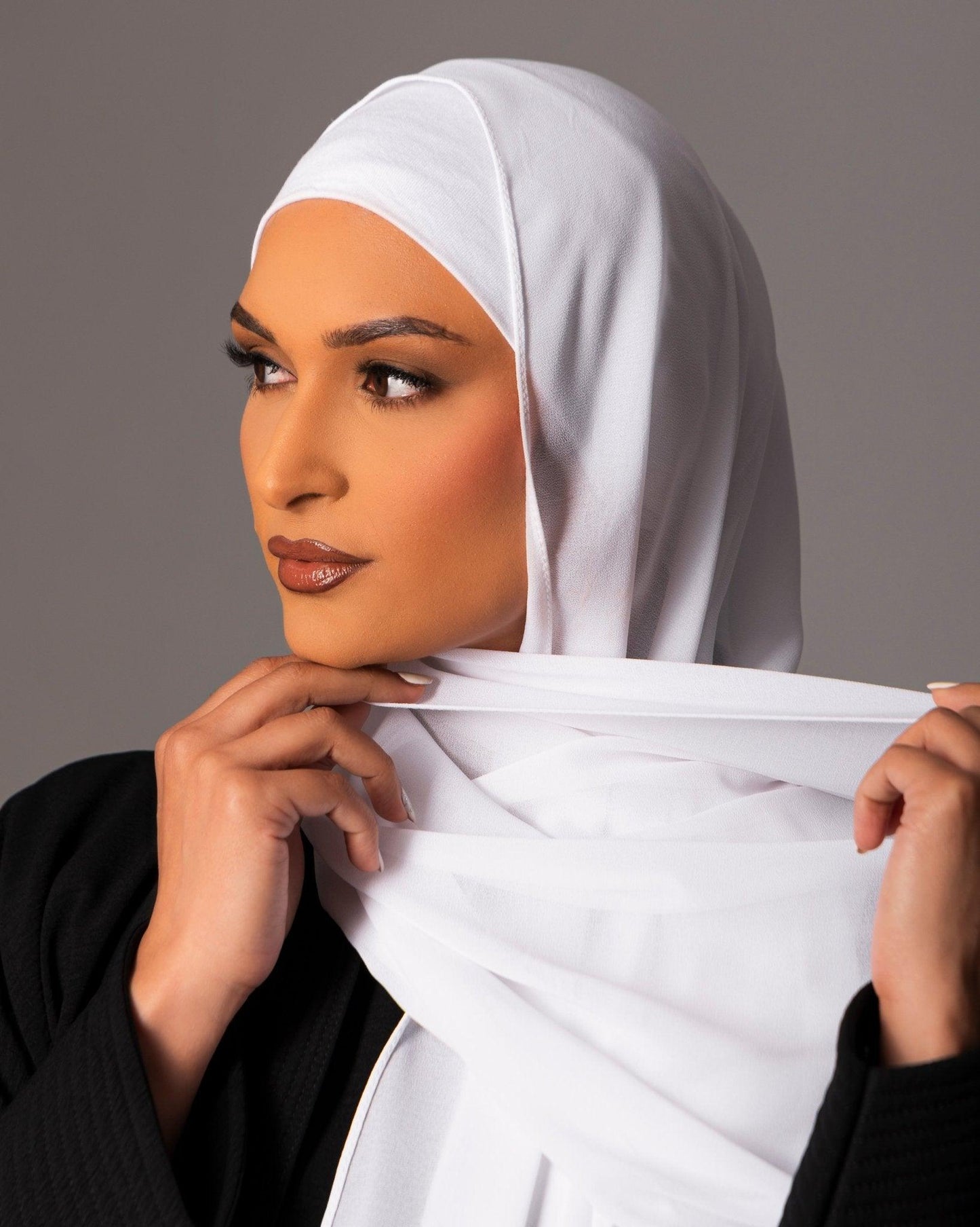Chiffon Hijab with matching under cap set – Brilliant white - Hals and Sals