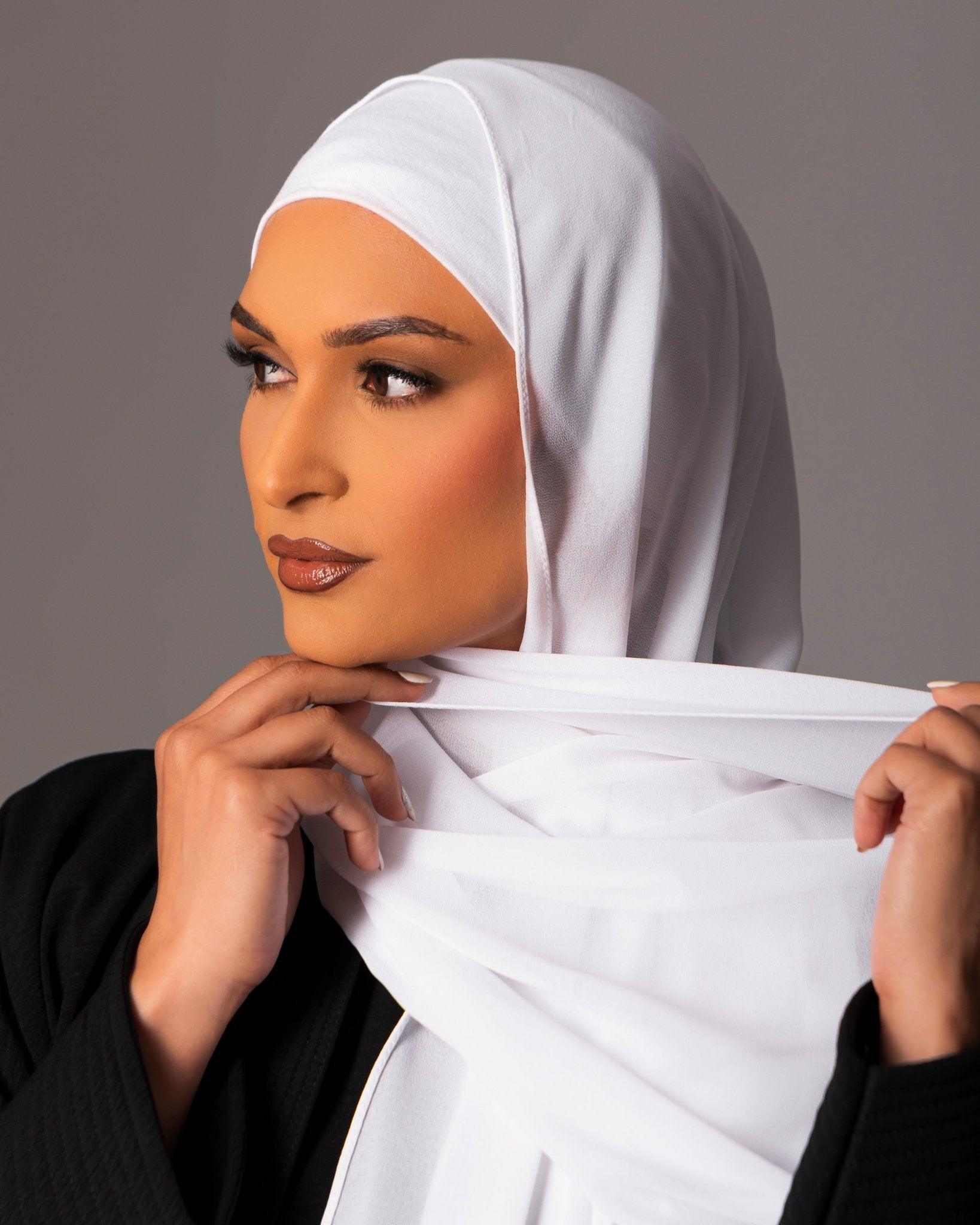 Chiffon Hijab with matching under cap set – Brilliant white - Hals and Sals