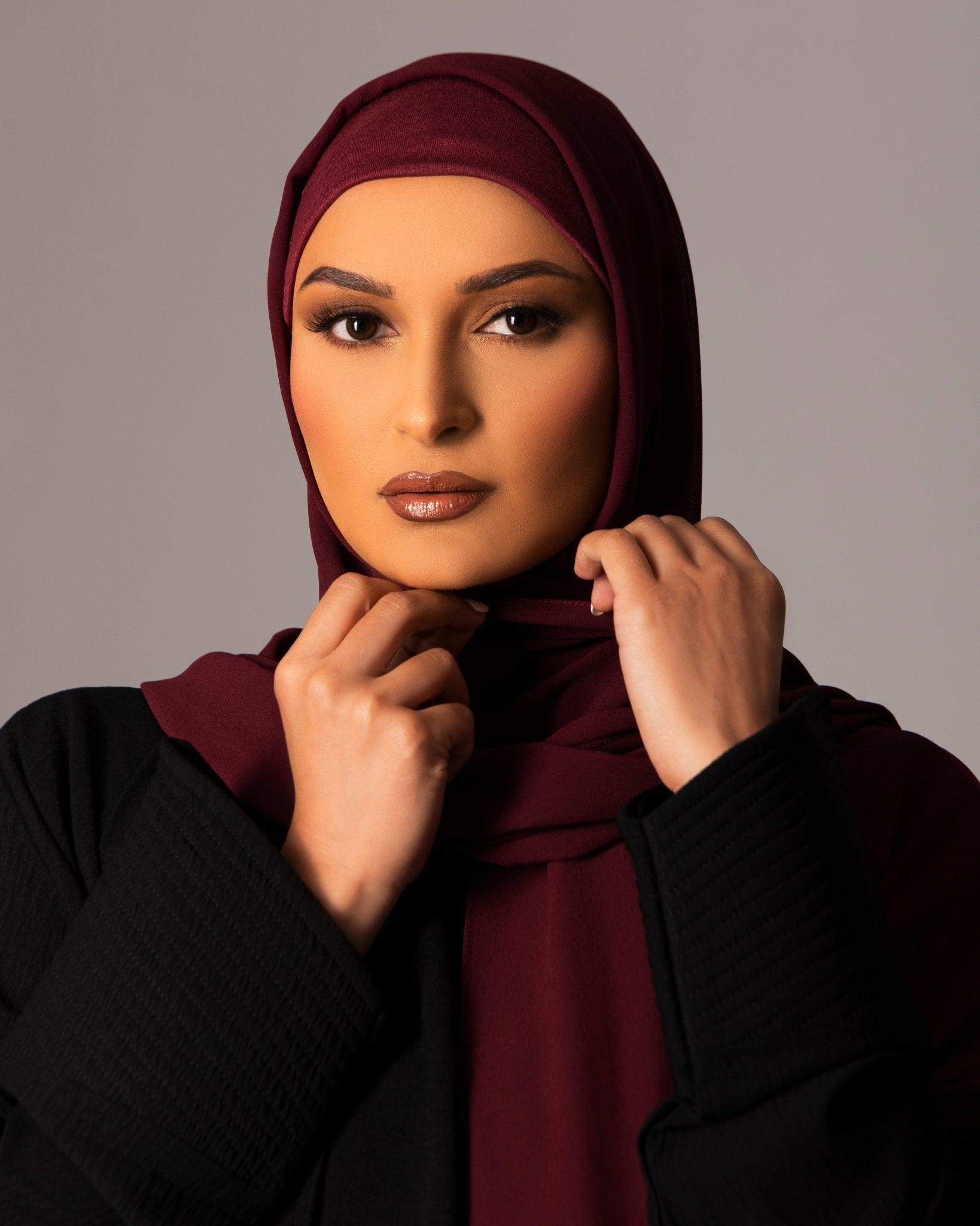Chiffon Hijab with matching under cap set – Deep Garnet - Hals and Sals