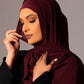 Chiffon Hijab with matching under cap set – Deep Garnet - Hals and Sals