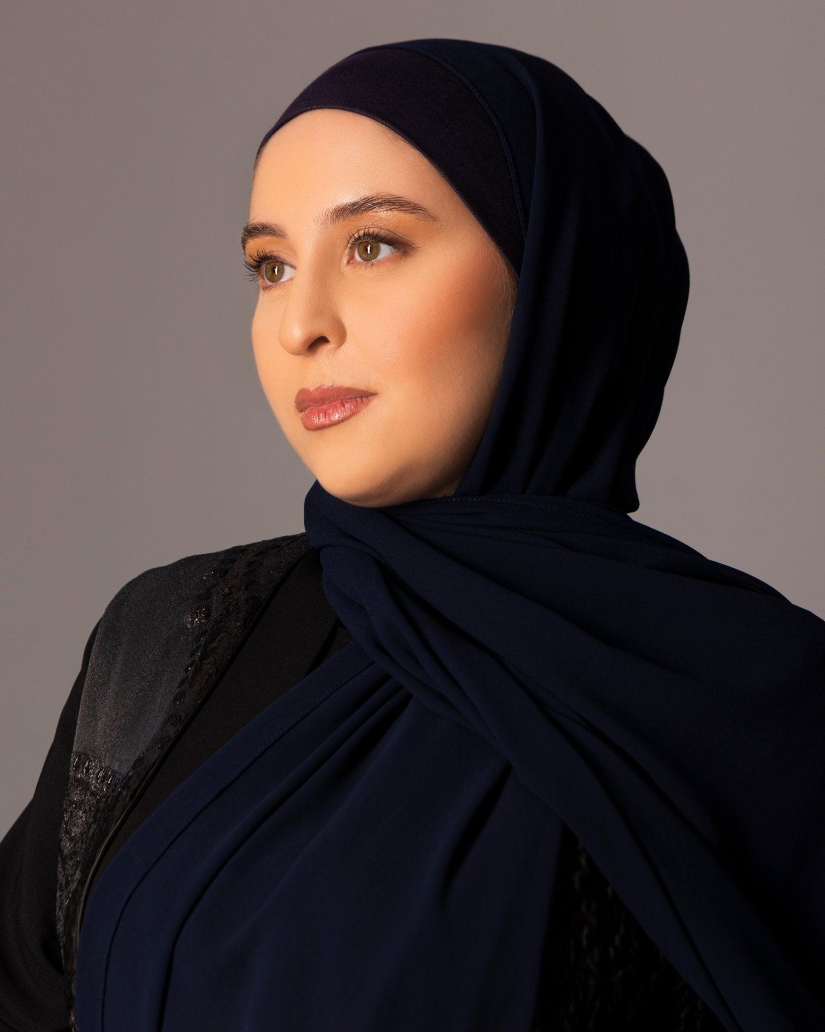 Chiffon Hijab with matching under cap set – Midnight - Hals and Sals