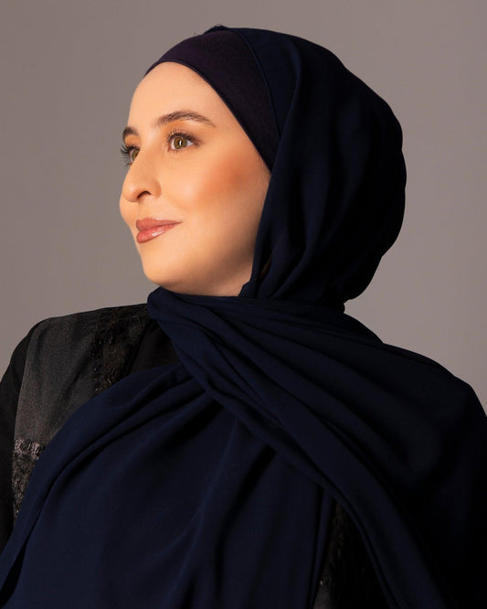 Chiffon Hijab with matching under cap set – Midnight - Hals and Sals