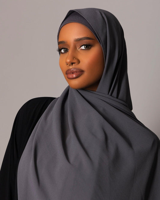 Chiffon Hijab with matching under cap set – Charcoal - Hals and Sals