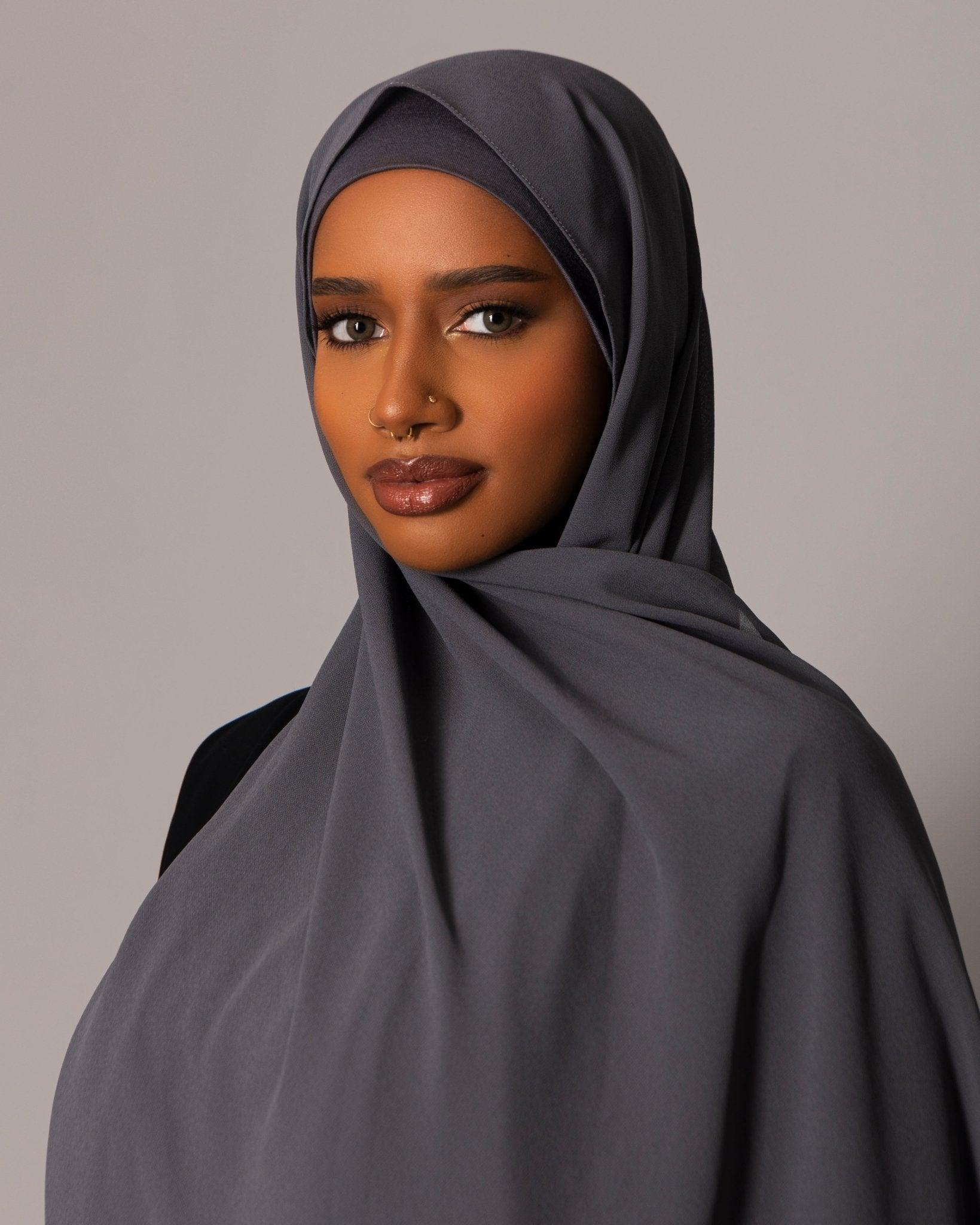 Chiffon Hijab with matching under cap set – Charcoal - Hals and Sals